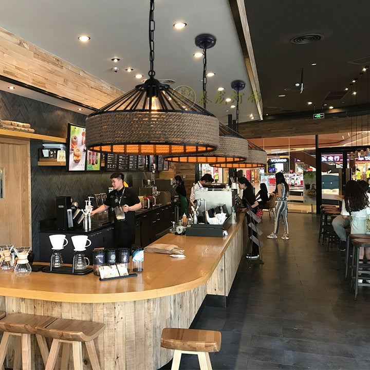 麻绳吊灯蒙古包复古工业风个性创意饭店餐厅吧台火锅店咖啡厅酒