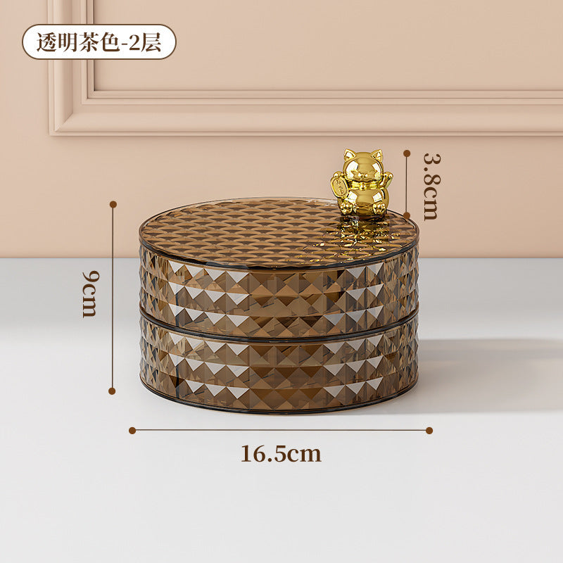 轻奢摆放盘家用客厅首饰口红盒收纳盒化妆用品收纳旋转置物盘子