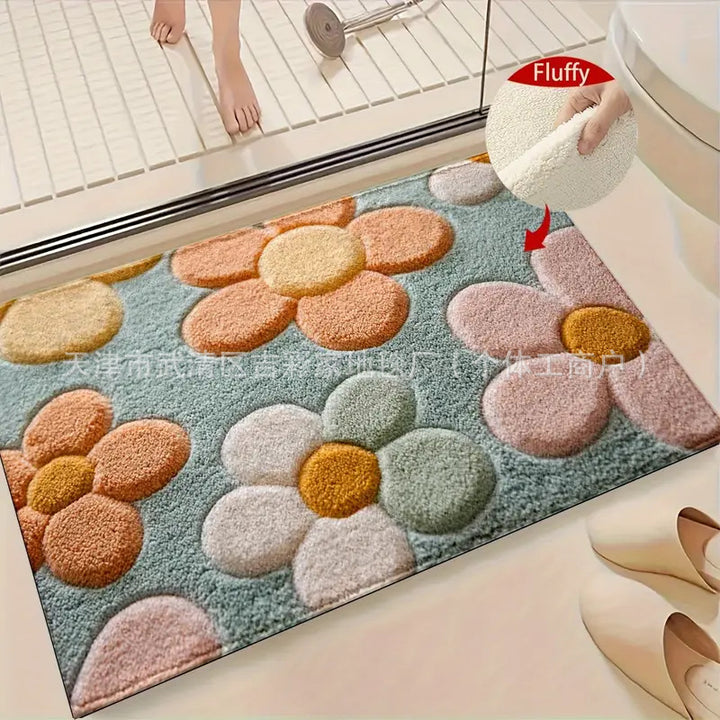 Living Room Floral Non Slip Floor Mat Entryway Entryway Stain Resistant Floor Mat