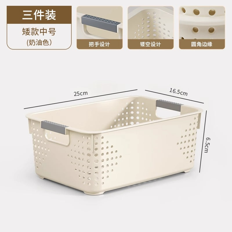 桌面收纳盒零食玩具整理盒家用塑料箱厨房储物篮子杂物收纳筐