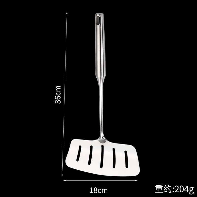 304厨房用具不锈钢铲子 加宽长柄翻鱼铲 家用煎牛排煎鱼沥油漏铲