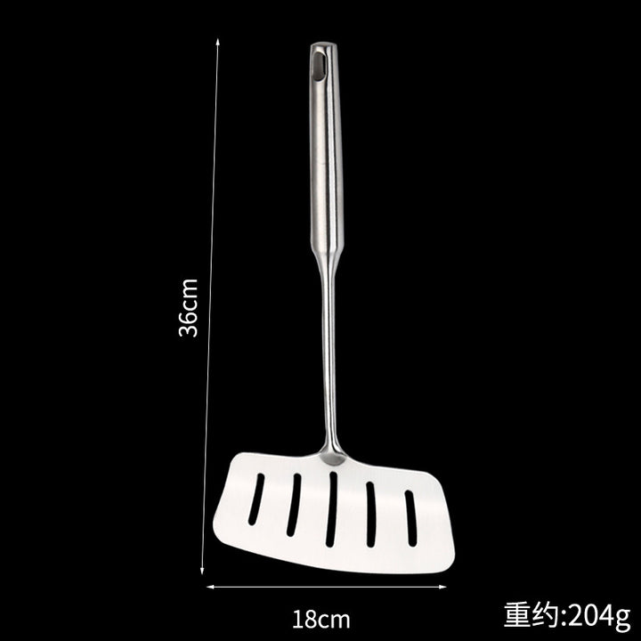 304厨房用具不锈钢铲子 加宽长柄翻鱼铲 家用煎牛排煎鱼沥油漏铲