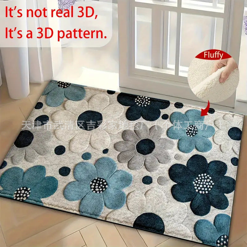 Living Room Floral Non Slip Floor Mat Entryway Entryway Stain Resistant Floor Mat