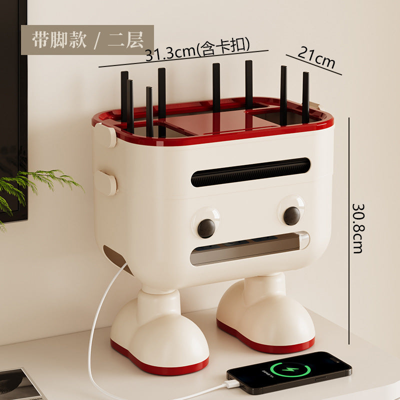 wifi路由器收纳盒家用客厅电源插座排插无线光猫机顶盒整理置物盒