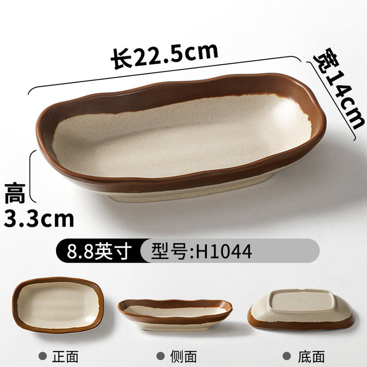 祥源美密胺创意复古餐具商用餐厅饭店火锅店盘子菜盘仿瓷塑料面碗