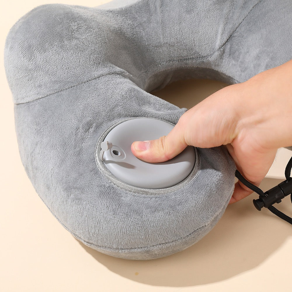 Inflatable U-Shape Double Hump Travel Neck Pillow – Foldable Airplane Office Nap Pillow