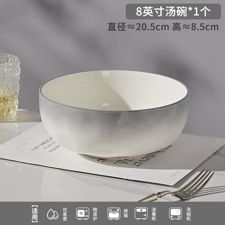 加工定制釉下彩2026新款石纹浅灰高级感陶瓷碗碟套装简约家用饭碗