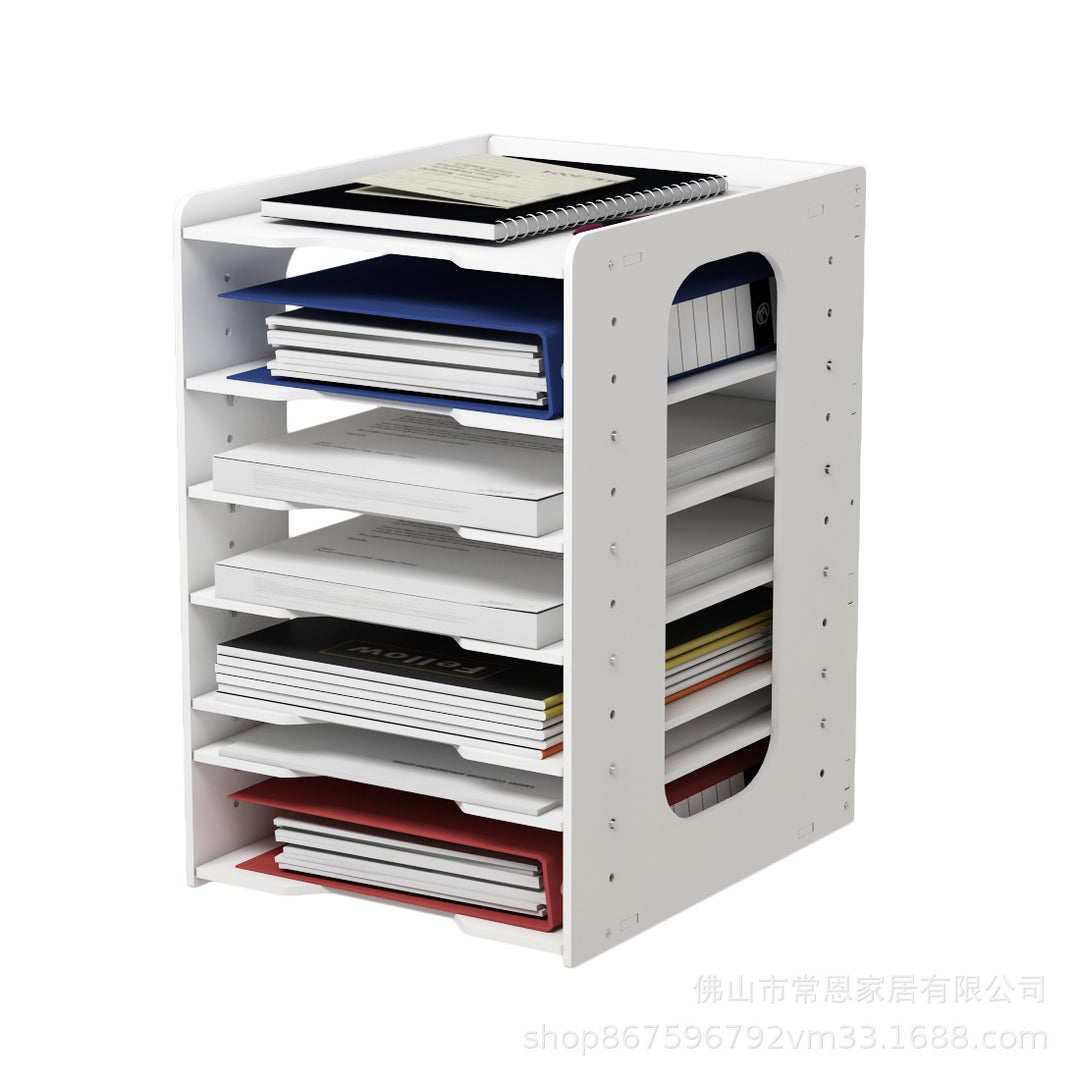 Multi-Layer File Organizer Rack – Desktop Document Sorter for Office Supplies