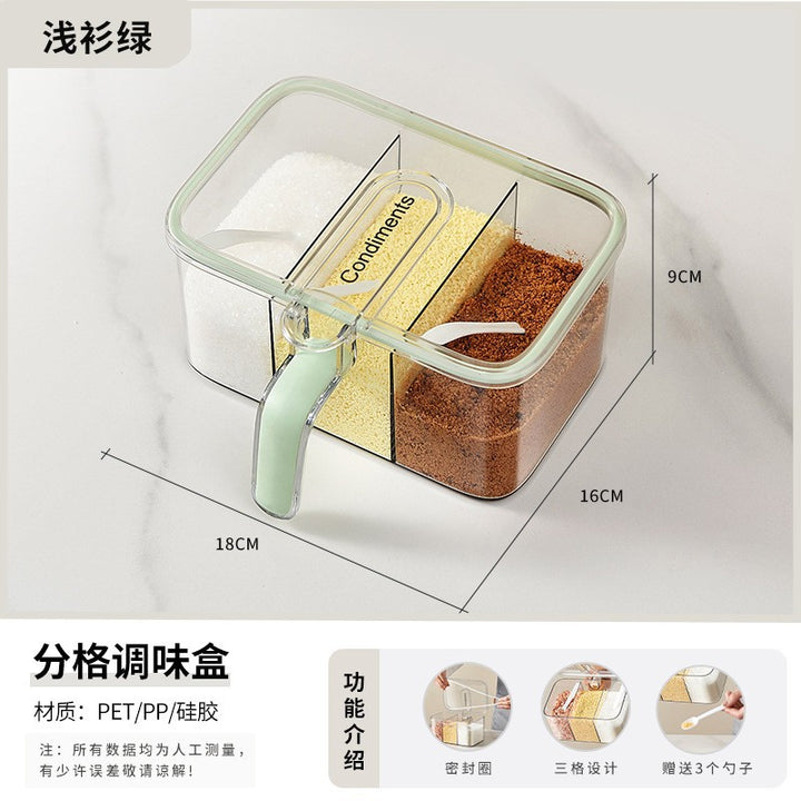 调料盒组合套装家用厨房用品盐糖味精四格收纳一体多格轻奢调味罐