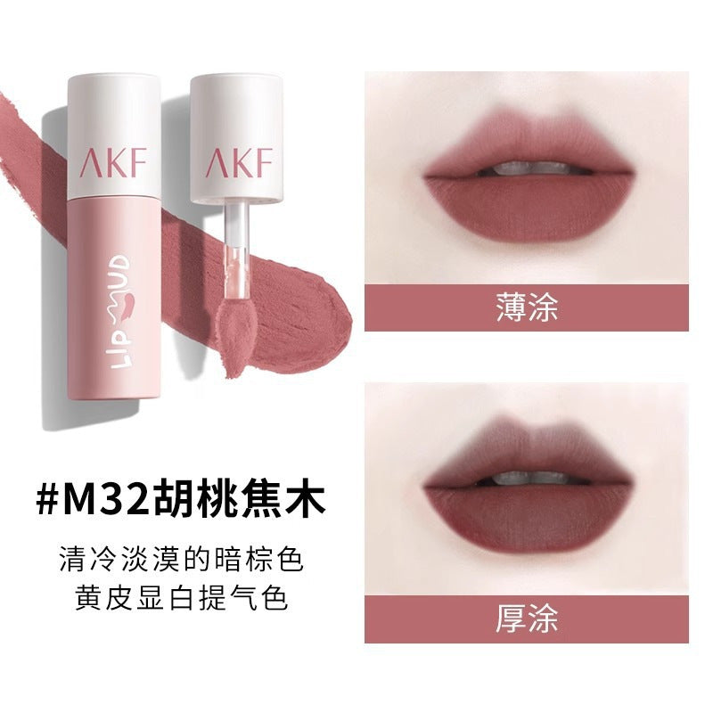 akf唇釉唇泥裸色系口红伪素颜低饱和唇釉丝绒雾面不沾杯哑光显白