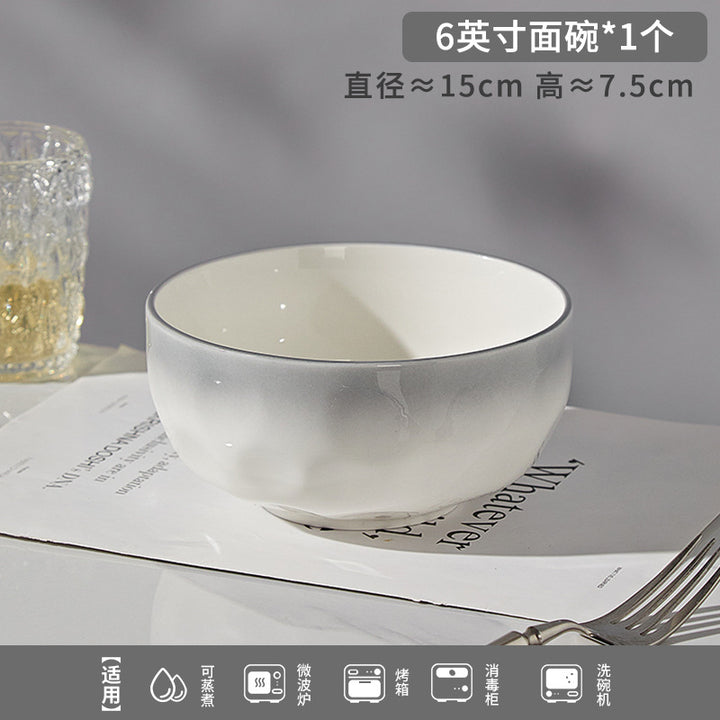 釉下彩新款石纹浅灰高级感陶瓷碗碟套装简约家用饭碗盘子勺子