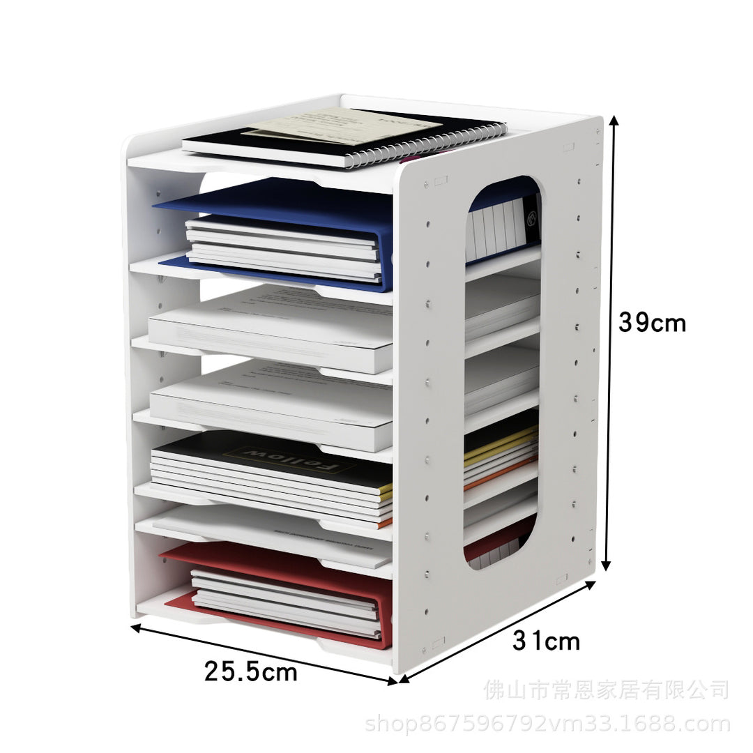 Multi-Layer File Organizer Rack – Desktop Document Sorter for Office Supplies