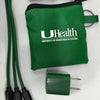 Car Cigarette Lighter Charger Travel Kit - 3-in-1 Braided Cable, USB Charger & Earphone Set