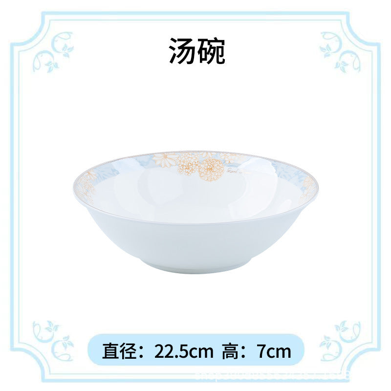 碗碟盘套装家用高温釉下彩景德镇骨瓷餐具套装陶瓷中式碗盘筷批发