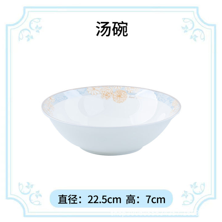 碗碟盘套装家用高温釉下彩景德镇骨瓷餐具套装陶瓷中式碗盘筷批发
