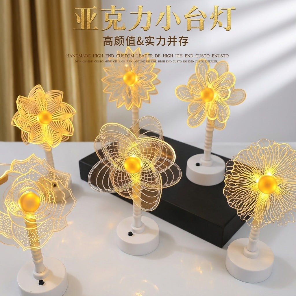 LED Acrylic Atmosphere Night Lamp – Creative Luxury Bedroom Bedside Desk Decoration Light