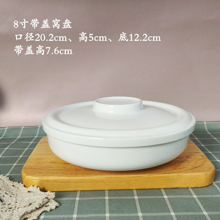 蒸蛋碗家用陶瓷带盖窝盘宝宝隔水炖盅蒸菜烤箱微波纯白骨瓷保鲜碗