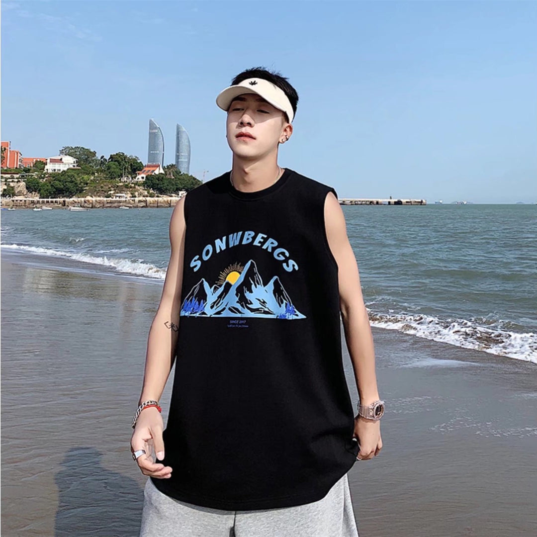 纯棉背心男士夏季ins港风潮流无袖t恤运动潮牌宽松篮球坎肩上衣男