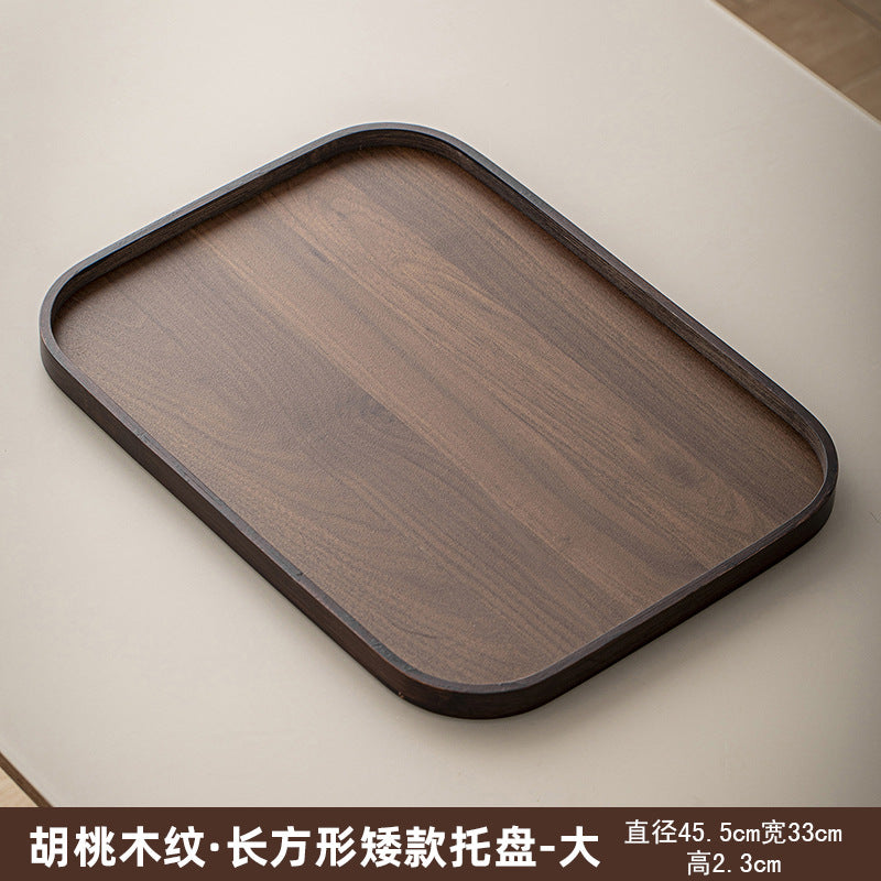 胡桃木色重竹茶盘家用简约长方形大号茶具收纳盘干泡台水杯置物架