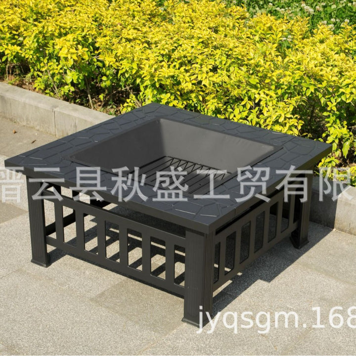 围炉煮茶一体桌子多功能烧烤炉户外花园木炭取暖炉烤火炉庭院篝火