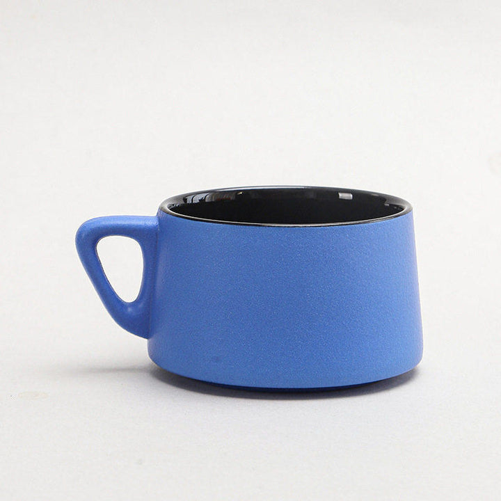 陶瓷咖啡杯碟套装高颜值粗陶渐变马克杯轻奢家用餐厅拉花杯水杯子