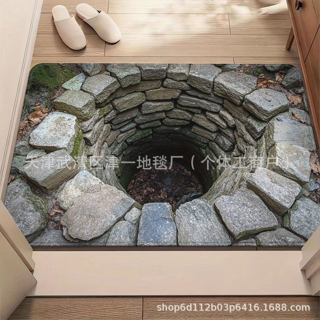 跨境temu代发3D视觉错觉入户玄关水晶绒地垫进门门垫耐脏耐磨地垫