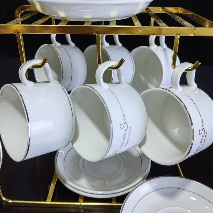 跨境韩式咖啡杯碟纯白咖啡杯陶瓷杯子家用办公室咖啡杯碟套装批发