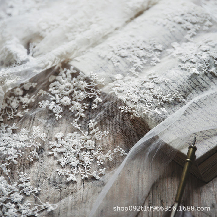 Mesh Lace Embroidered Fabric – Wedding Dress Bridal Lace Fabric by the Yard