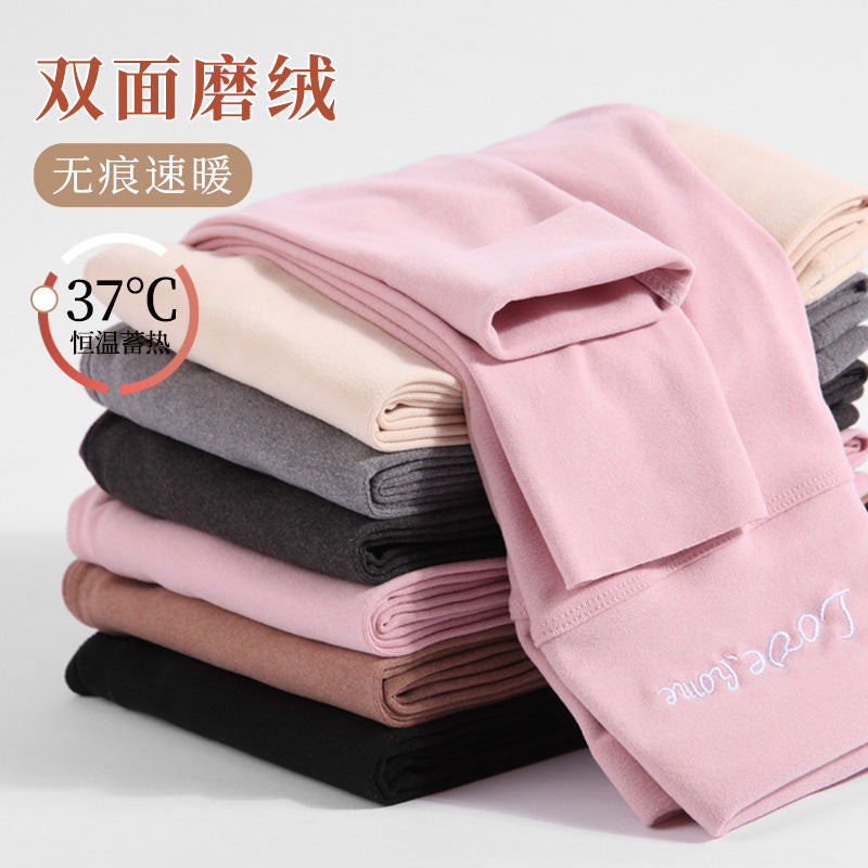 秋冬德绒女士保暖裤高腰加绒外穿紧身秋裤无痕羊绒裤发热打底裤