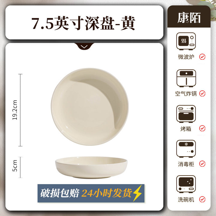 KANGMO Cream Style Ceramic Rice Bowl Set New - Noodle Bowls & Plates Set