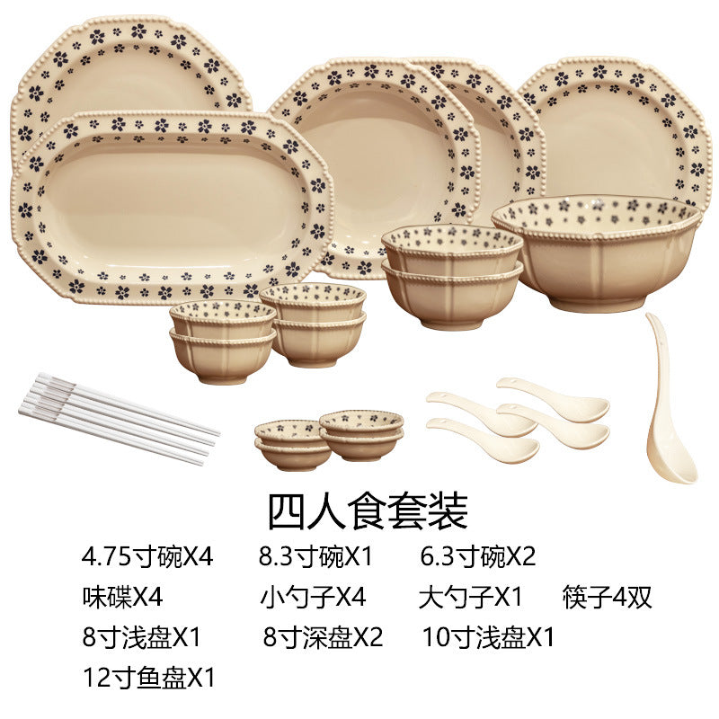 侘寂风餐具套装碗碟盘家用碗高级感碗盘碟筷乔迁简约高颜值餐具
