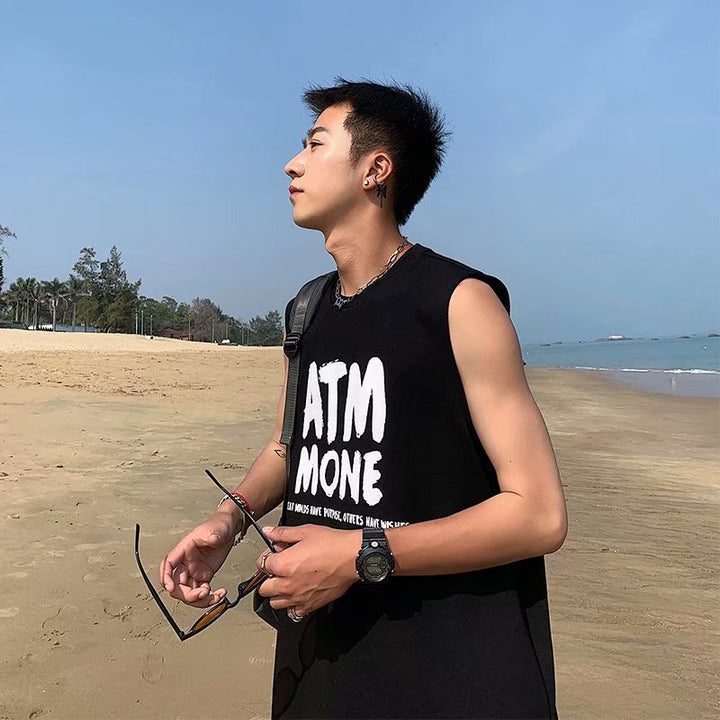 纯棉背心男夏季外穿宽松坎肩运动无袖t恤ins潮牌健身篮球潮流上衣