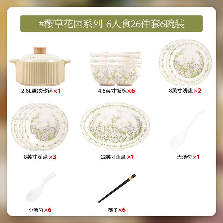 KANGMO Underglaze Color Dinner Set - Rustic Newlywed Tableware Housewarming Gift