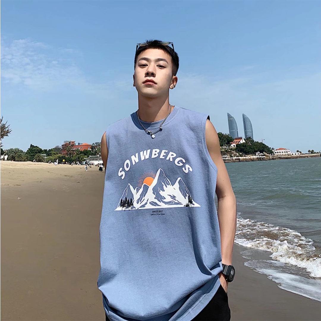 纯棉背心男士夏季ins港风潮流无袖t恤运动潮牌宽松篮球坎肩上衣男