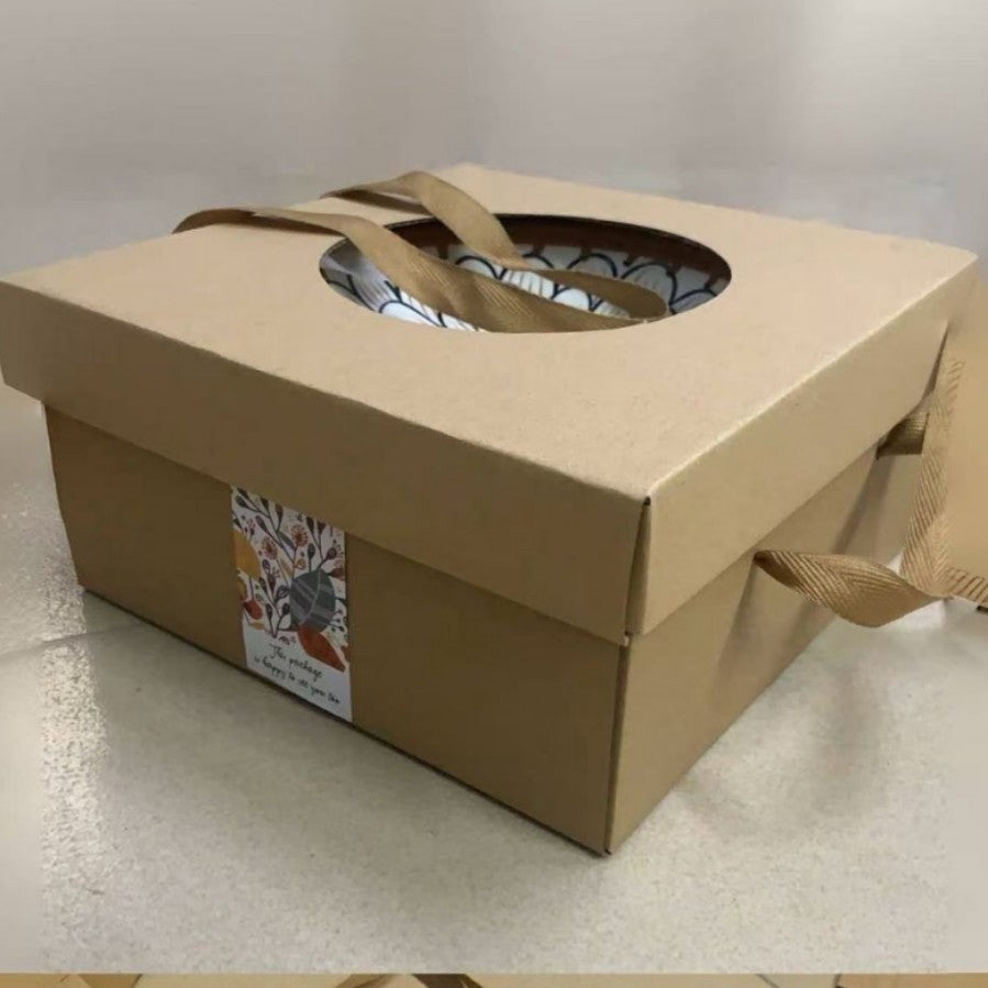 创意陶瓷牛皮盒餐具套装 碗盘碟礼盒装 开业活动礼品商务促销送礼