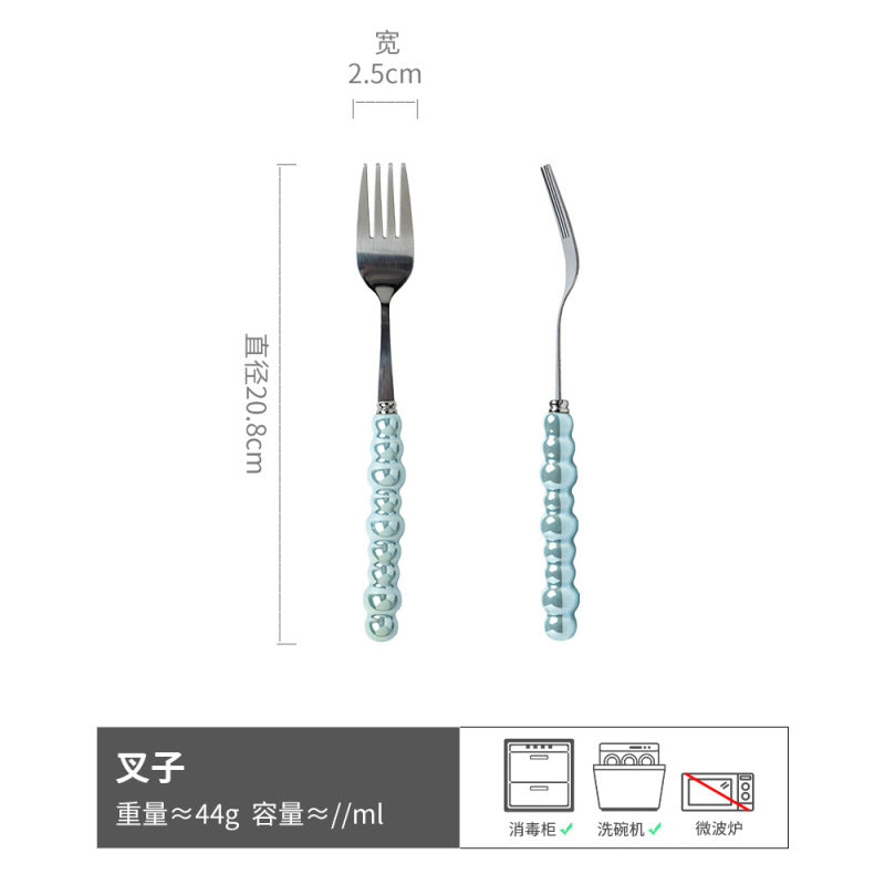 复古简约风勺子叉子不锈钢餐具叉勺甜品勺汤勺西餐牛排叉叉勺批发