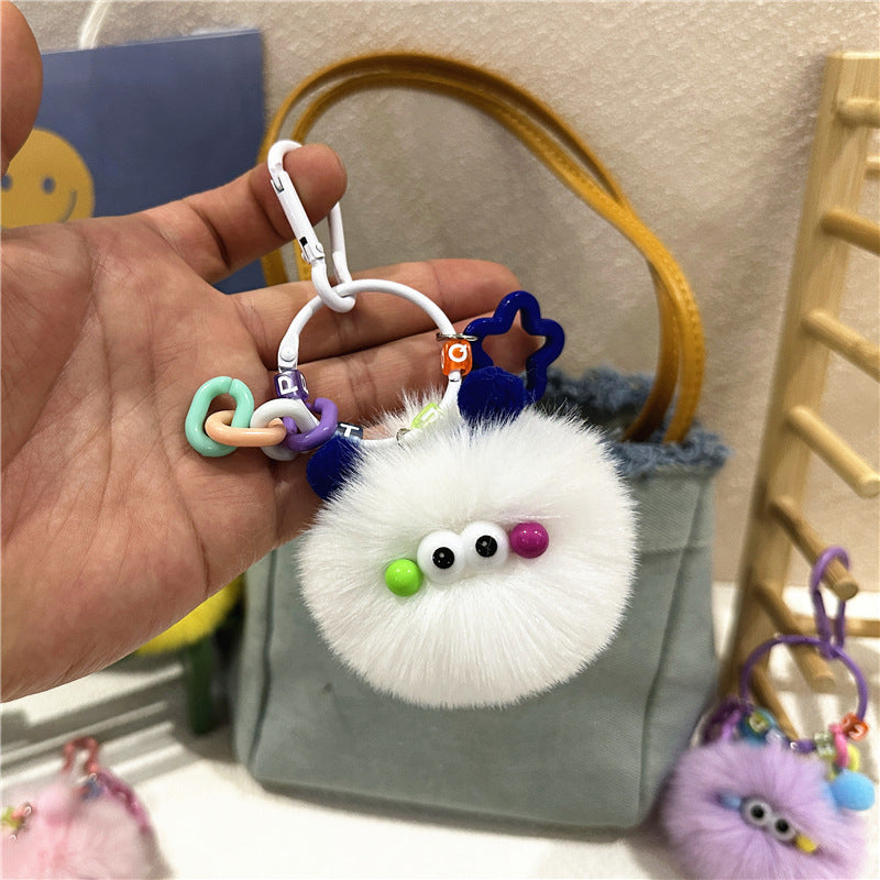 网红可爱卡通钥匙扣丑萌创意小煤球毛绒公仔书包挂件学生玩偶礼物