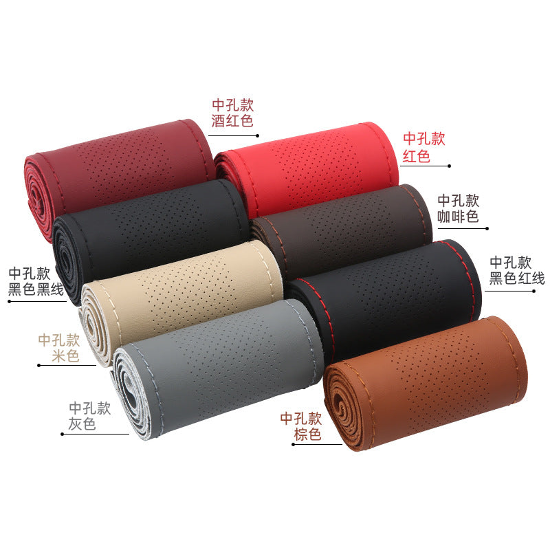Top Layer Cowhide Steering Wheel Cover Large All Season Universal Car Genuine Leather Grip Cover