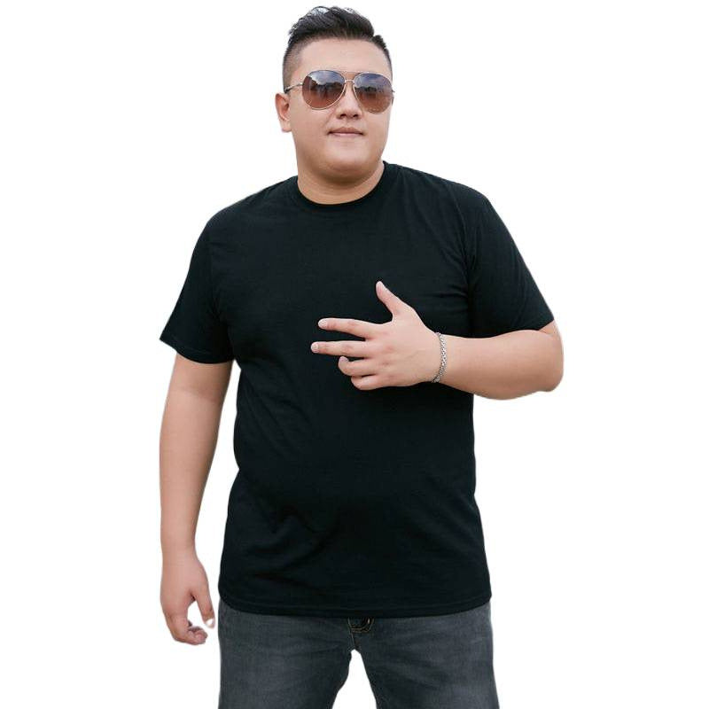 加肥加大码短袖t恤男夏季圆领纯色短袖潮流胖子男装宽松半袖上衣