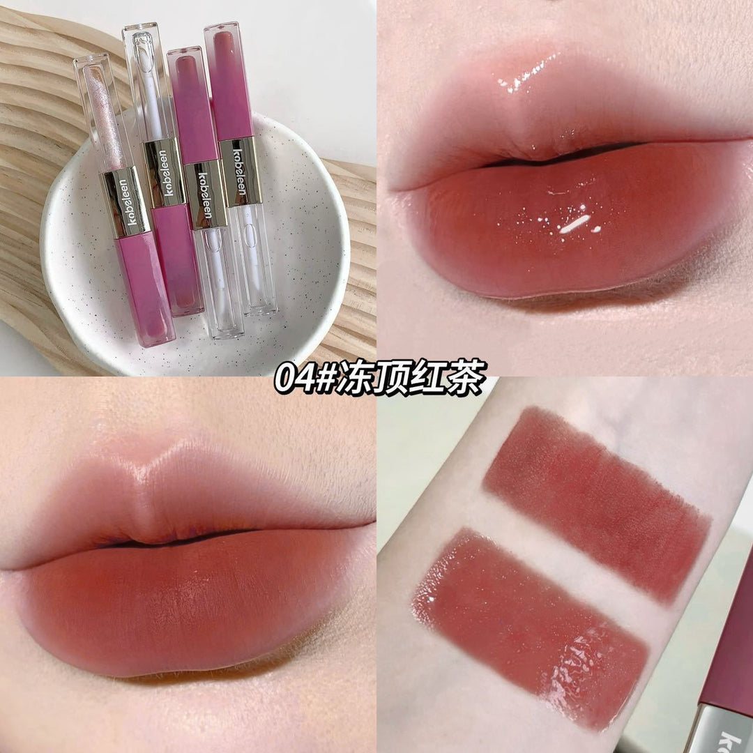 kobeleen双头持色唇釉裸色镜面水光唇蜜唇釉淡妆伪素颜嘟嘟唇口红