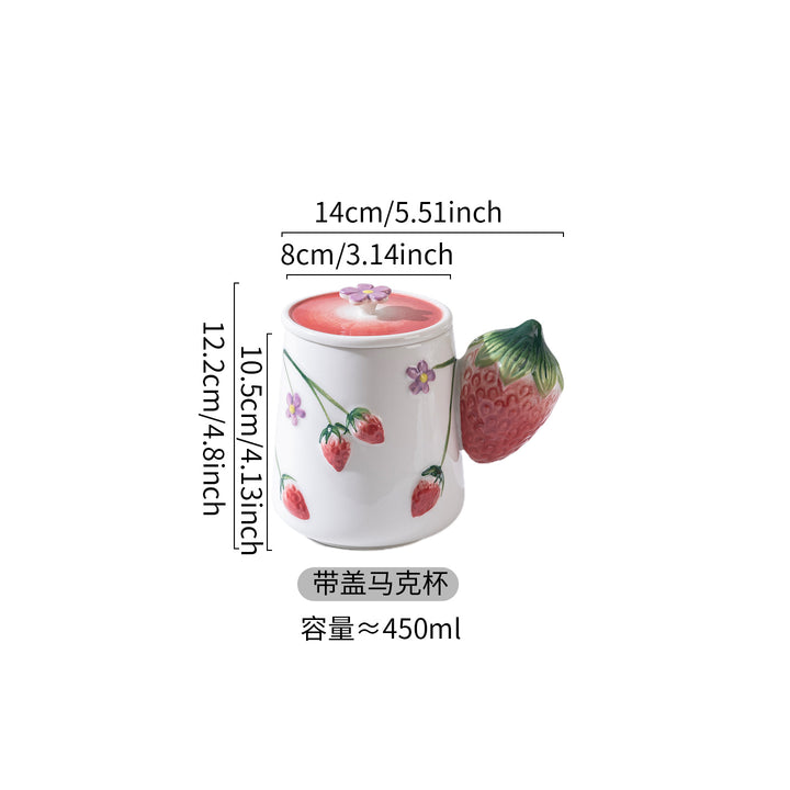 高温釉下彩陶瓷餐具 原创手绘草莓外贸出口陶瓷 创意家用派对餐具