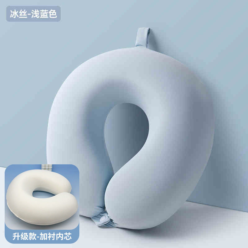 【批发】定制侧睡u型枕出差高铁飞机颈枕冰丝颈椎靠枕枕头可收纳