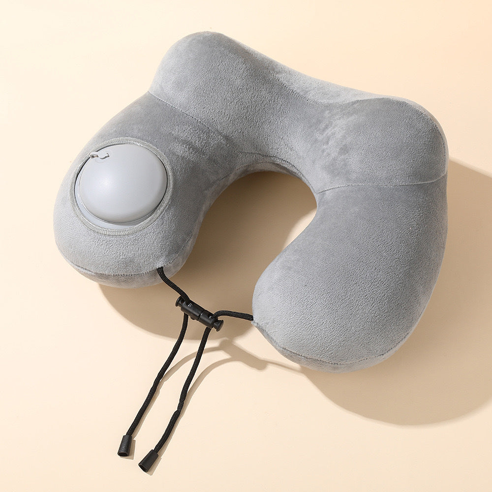 Inflatable U-Shape Double Hump Travel Neck Pillow – Foldable Airplane Office Nap Pillow