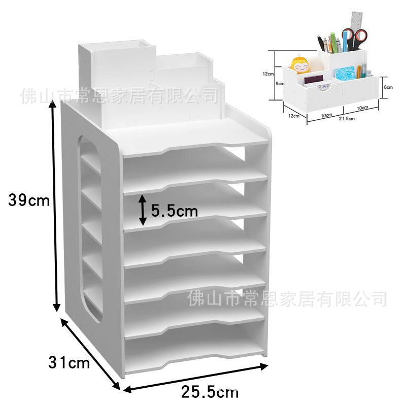 Multi-Layer File Organizer Rack – Desktop Document Sorter for Office Supplies