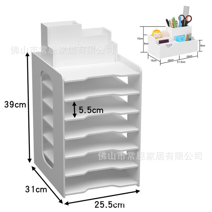 Multi-Layer File Organizer Rack – Desktop Document Sorter for Office Supplies