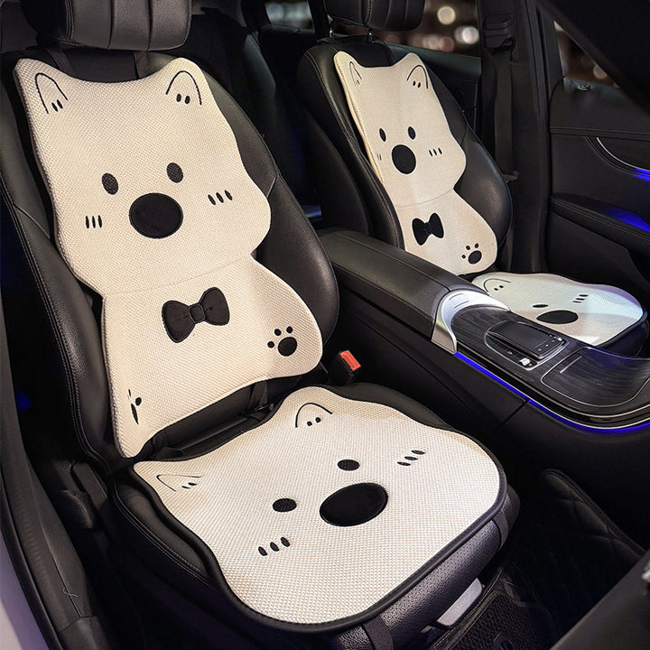 Linen Car Seat Cushion All Season Universal Women's Cute Dog Summer Compatible