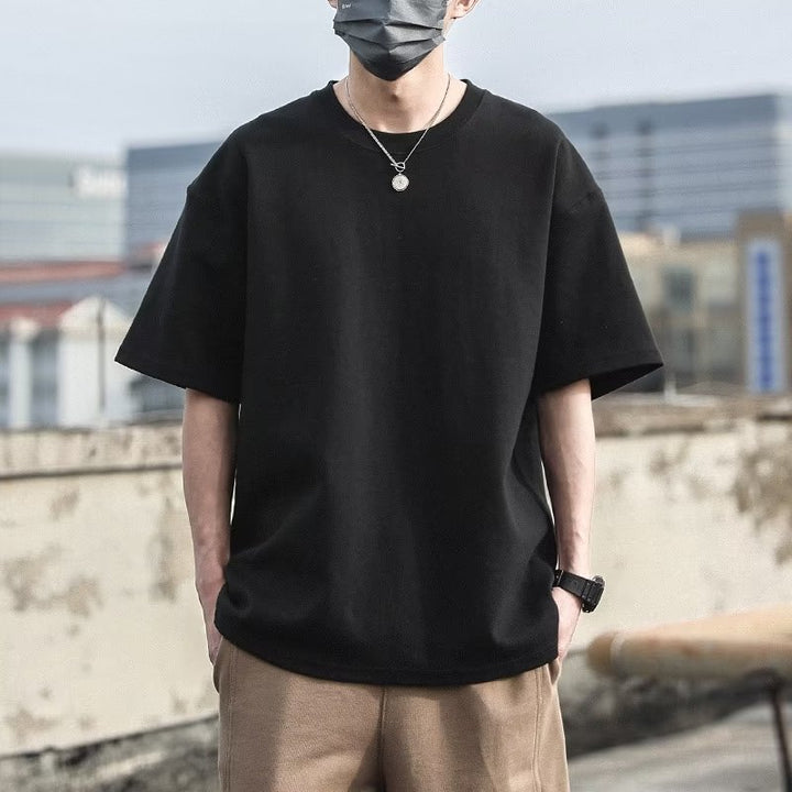 休闲印短袖小花恤潮牌男士美式夏大码感满打底白色黑色棕色