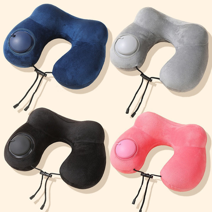 Inflatable U-Shape Double Hump Travel Neck Pillow – Foldable Airplane Office Nap Pillow