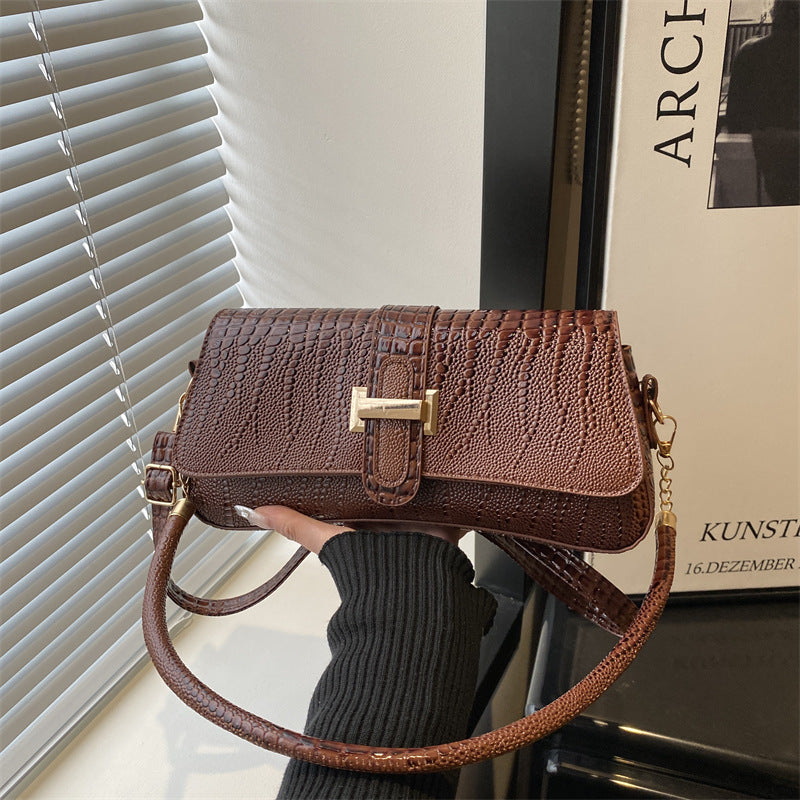 Spring New Retro Small Square Shoulder Bag – Women's Crocodile Pattern Bag