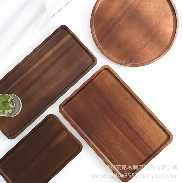 相思木托盘家用木质茶具收纳盘餐厅甜品点心托盘上菜盘实木餐盘